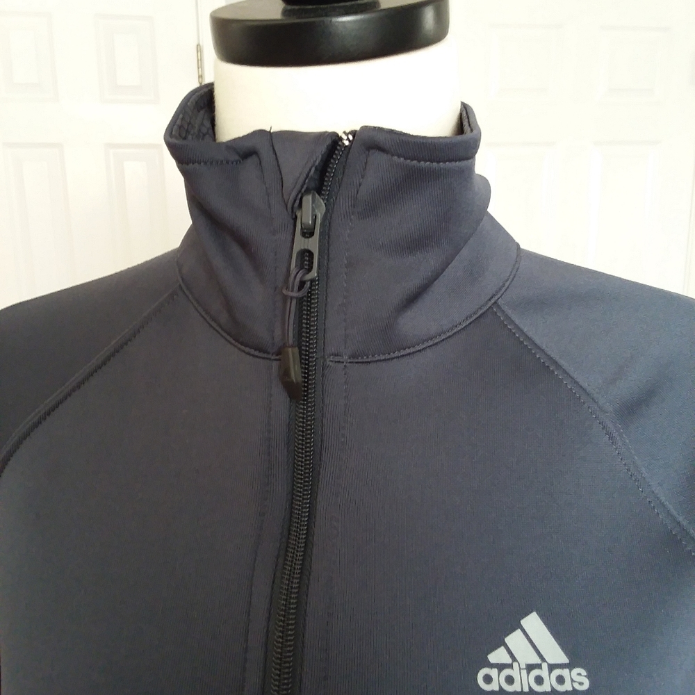 Adidas long sleeve zip-up grey pink jacket - Picture 2 of 8